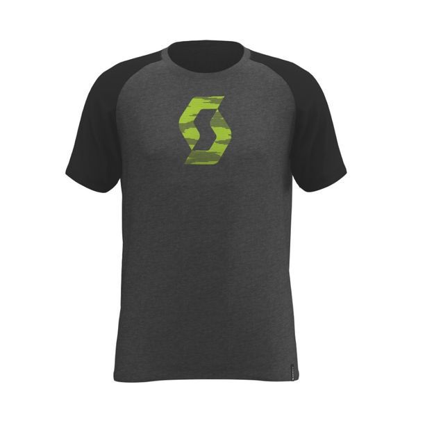 Tricou Ciclism Casual Scott 10 Icon Raglan, Barbati, Dark Grey Melange/Black