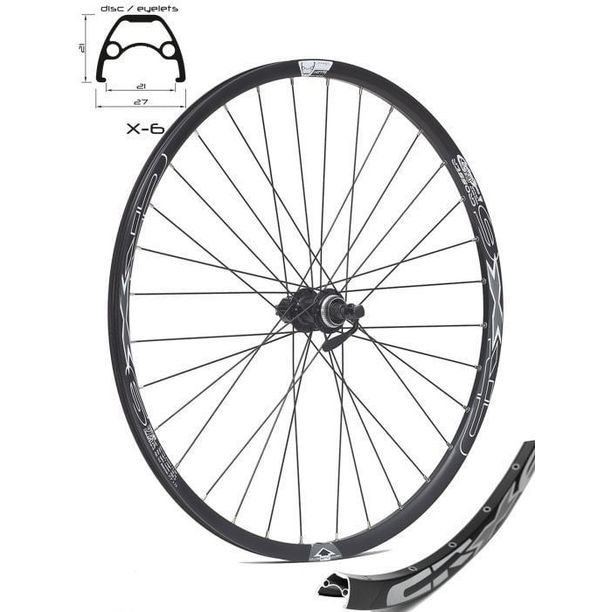 Roata Spate Crosser X6 32H 27.5 Caseta QR Frana disc (CenterLock) cu butuc SHIMANO TX505 Capsata