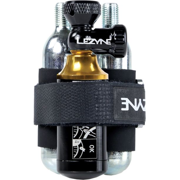 Pompa CO2 Lezyne Tubeless Blaster Negru Auriu cu 2 Cartuse CO2