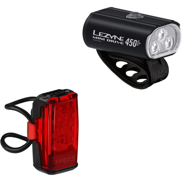 Set Lumini Fata-Spate Lezyne Mini Drive 450 Plus si KTV Plus Drive